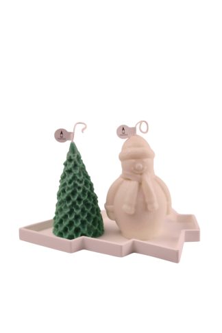 Festive Candle Set with Decorative Holder